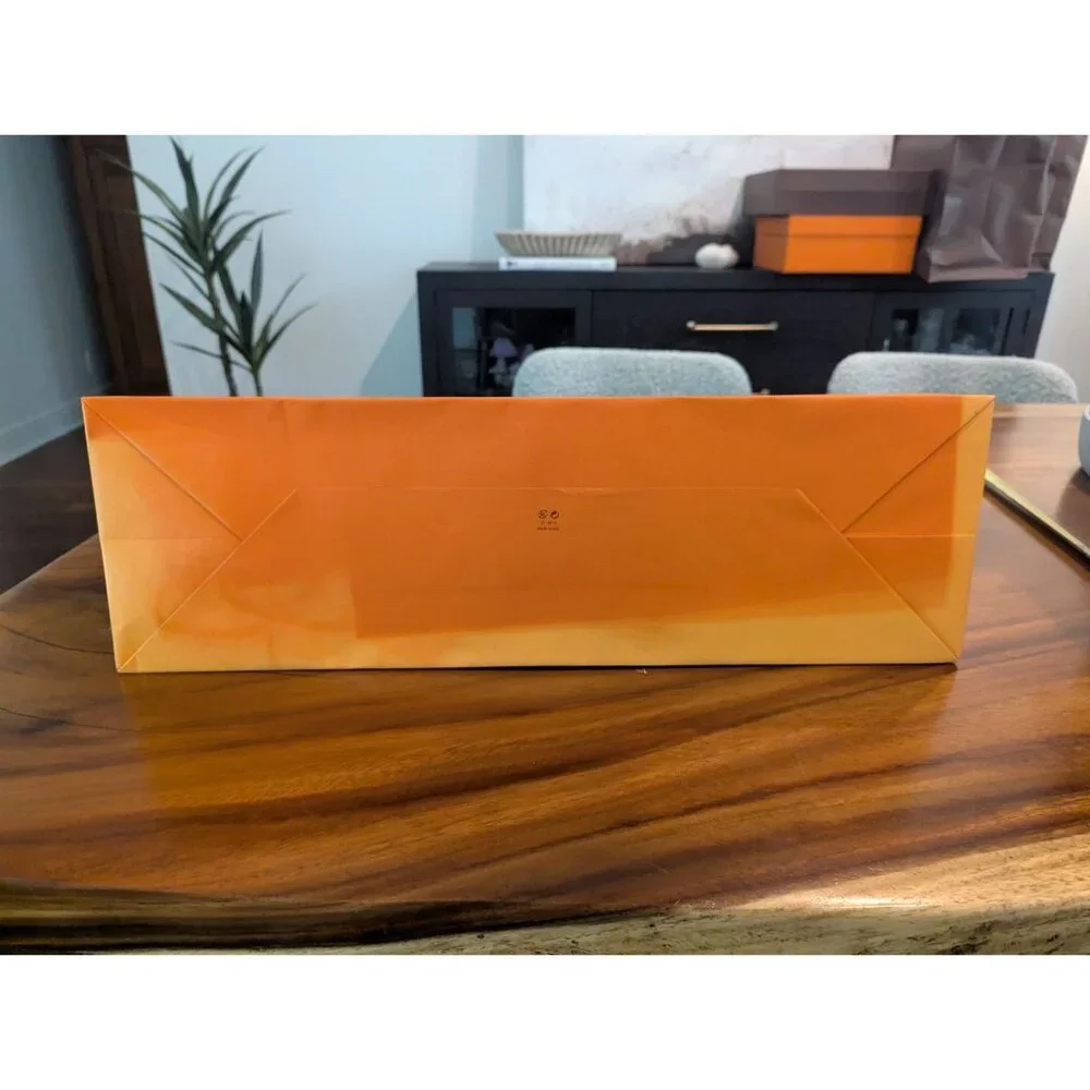 Hermès Orange Paper Shopping Bag With Rope Handles 24 x 18 x 7